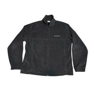 Columbia Fleece Jacket Men’s Large Black Full Zip Outdoor Hiking Soft Warm